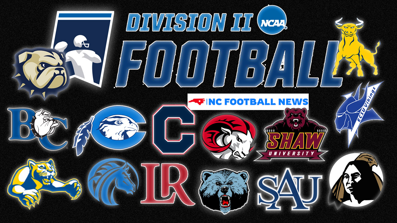 North Carolina has 14 teams that compete in NCAA DIvision II in football: Barton, Catawba, Chowan, Elizabeth City State, Fayetteville State, Johnson C. Smith, Lenoir-Rhyne, Livingstone, Mars Hill, UNC Pembroke, Shaw, St. Augustine's, Wingate and Winston-Salem State.