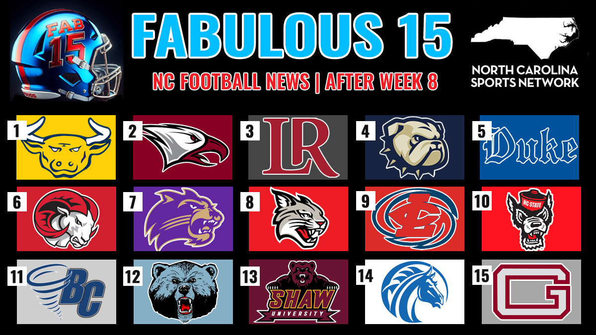 NC Football News week 8 Fabulous 15 statewide rankings