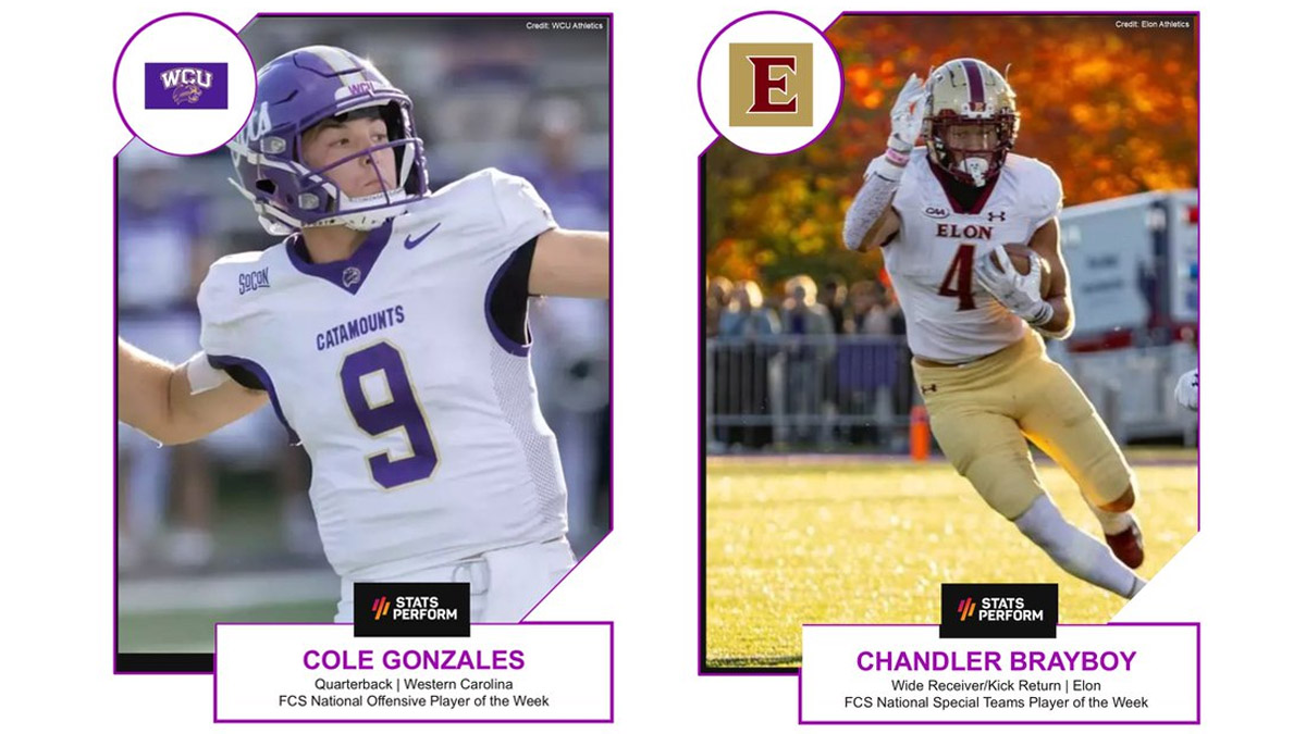 Western Carolina QB Cole Gonzales and Elon WR Chandler Brayboy