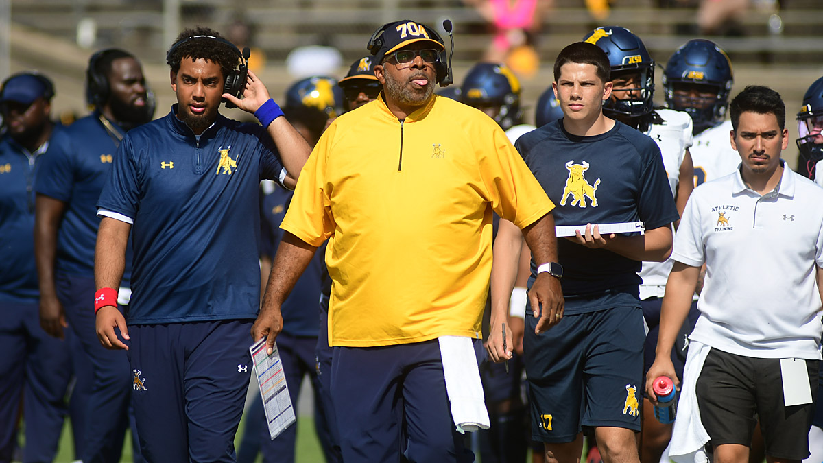 Johnson C. Smith coach Maurice Flowers on the sidelines during the 2024 season.