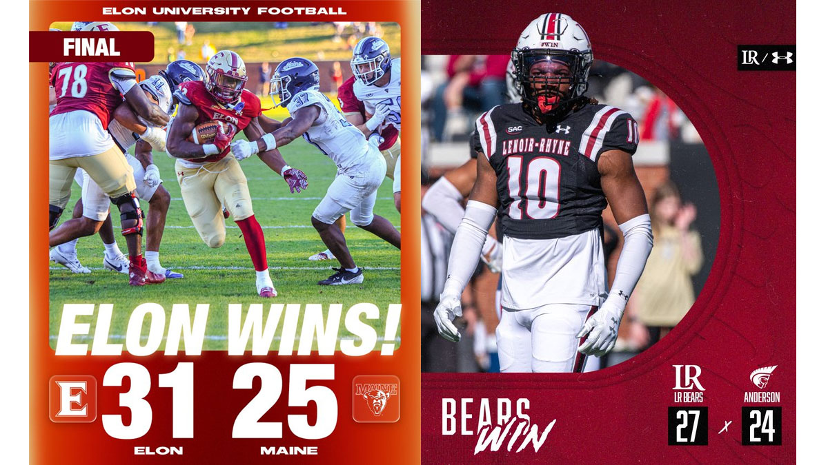 Elon football and Lenoir-Rhyne football earned Week 12 college football wins in North Carolina