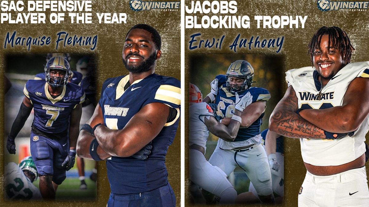 Wingate football players Marquise Fleming and Erwil Anthony won top South Atlantic Conference individual awards.