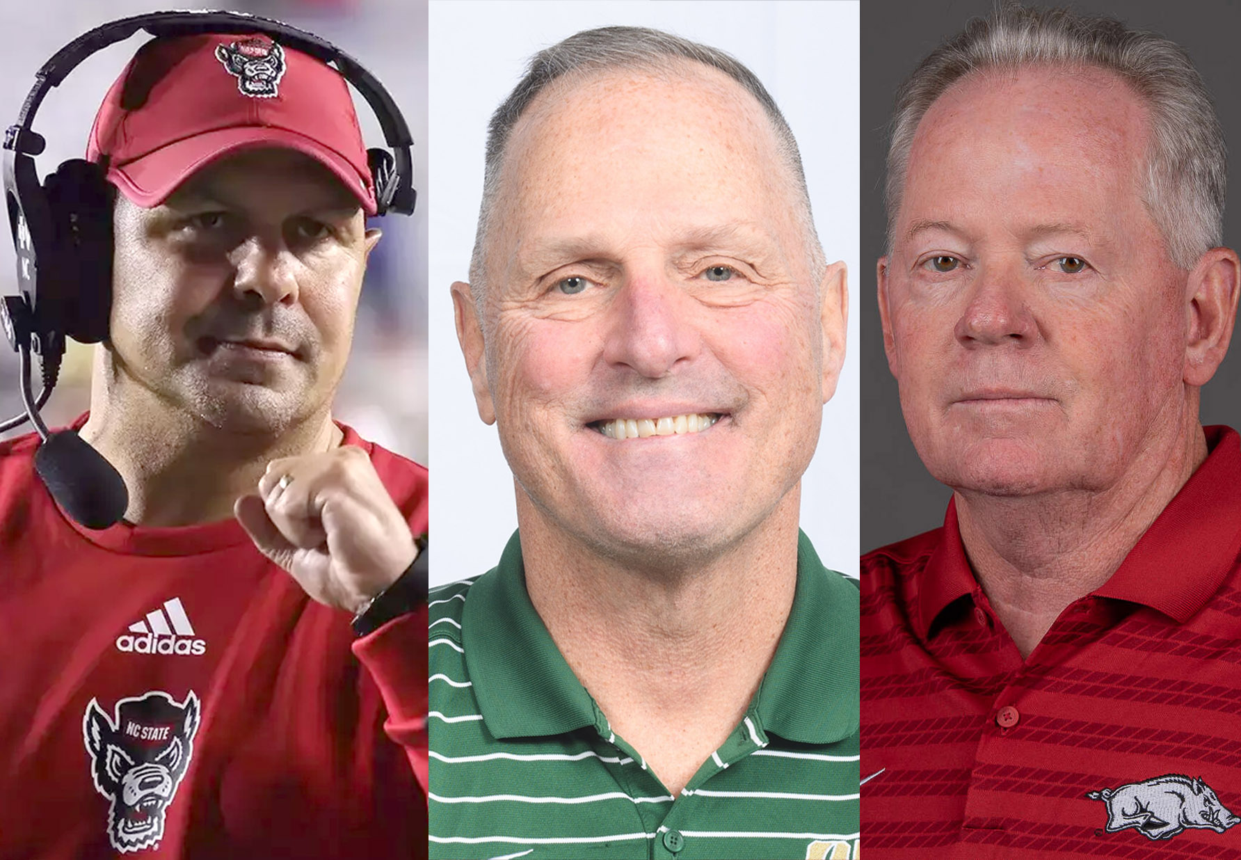 Charlotte coaching candidates Tim Brewster, Tony Gibson, and Bobby Petrino.