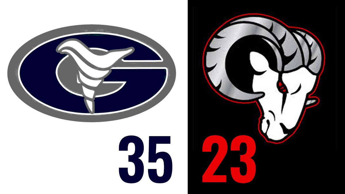 graphic depicting grimsley's 35-23 win over Rolesville in the NCHSAA 4A state championship game.