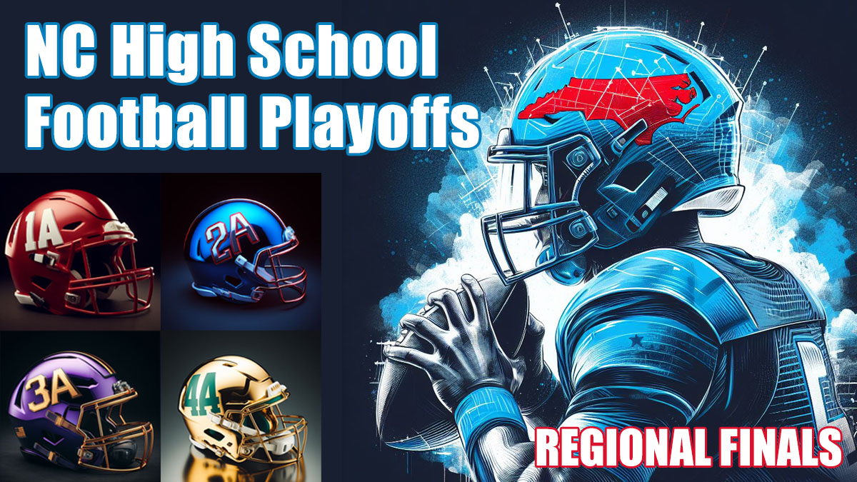 An image depicting the NCHSAA high school football playoffs, regional finals.