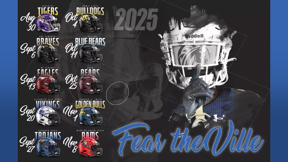 Fayetteville State football's 2025 schedule release graphic