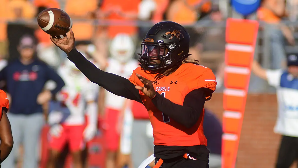 Campbell quarterback Mike Chandler throws a pass against Stony Brook