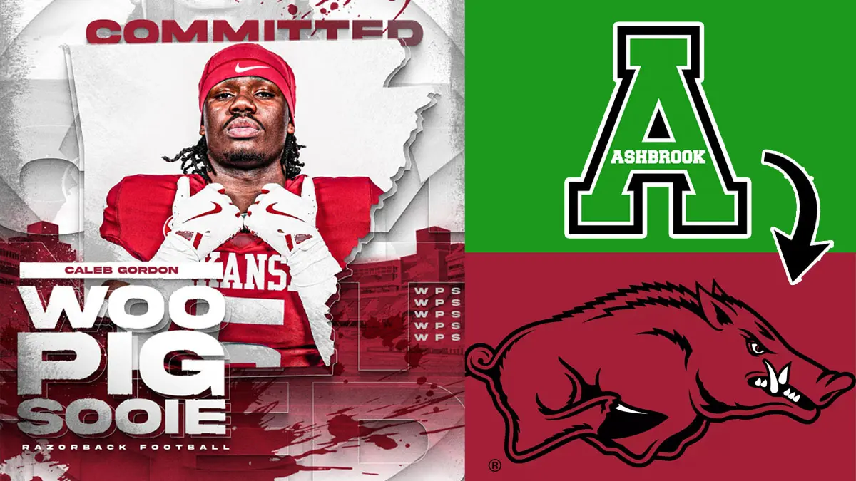 Ashbrook football standout Caleb Gordon announces his commitment to Arkansas with a special social media graphic