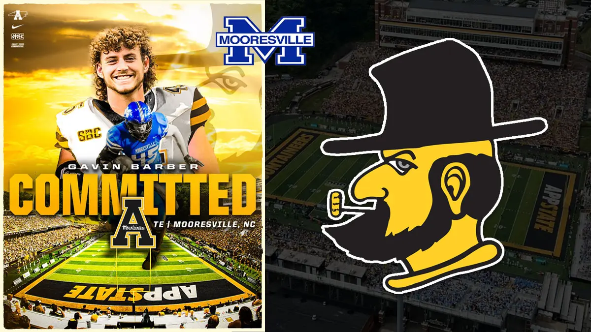 Mooresville tight end Gavin Barber announces his commitment to play football at Appalachian State in 2026.