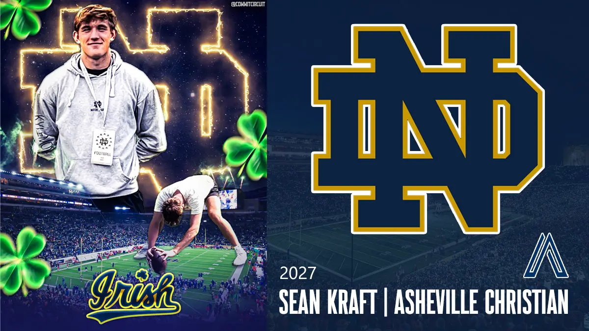Sean Kraft from Asheville Christian Academy has committed to Notre Dame as a long-snapper
