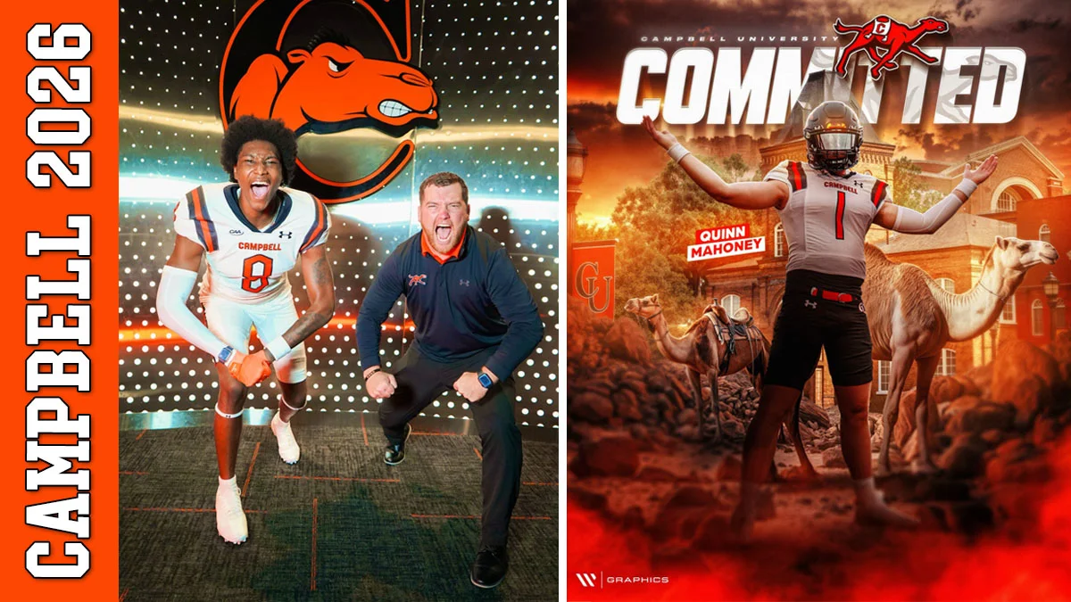 Campbell football received two commits in late July: Southeast Raleigh LB Robert McCullough and Bishop England (SC) quarterback Quinn Maloney.