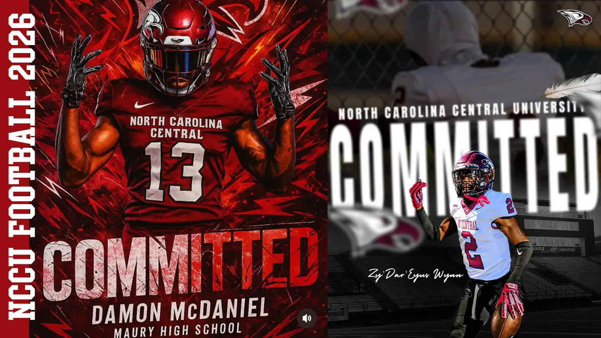 North Carolina Central 2026 football commits Damon McDaniel and Zy'dar'eyus Wynn from Virginia.