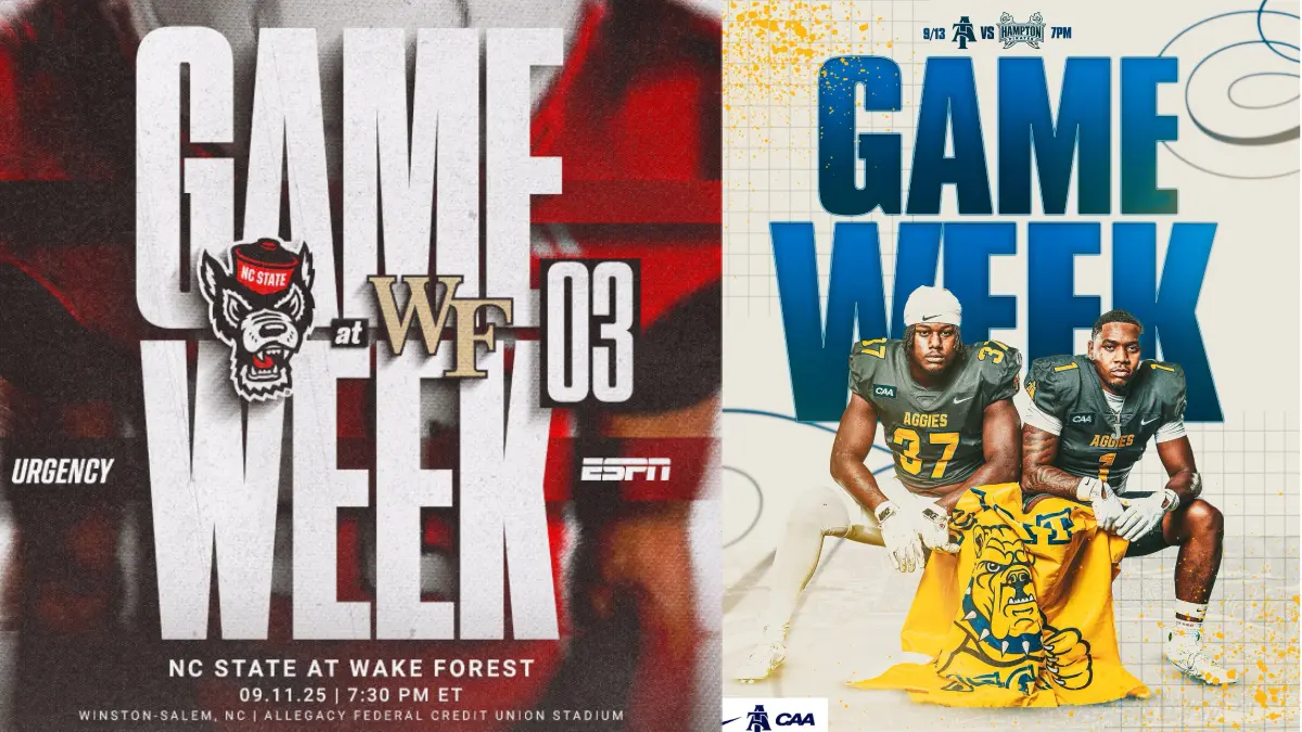 NC State at Wake Forest and Hampton at NC A&T headline some of the top games from Week 3 of the North Carolina college football season.