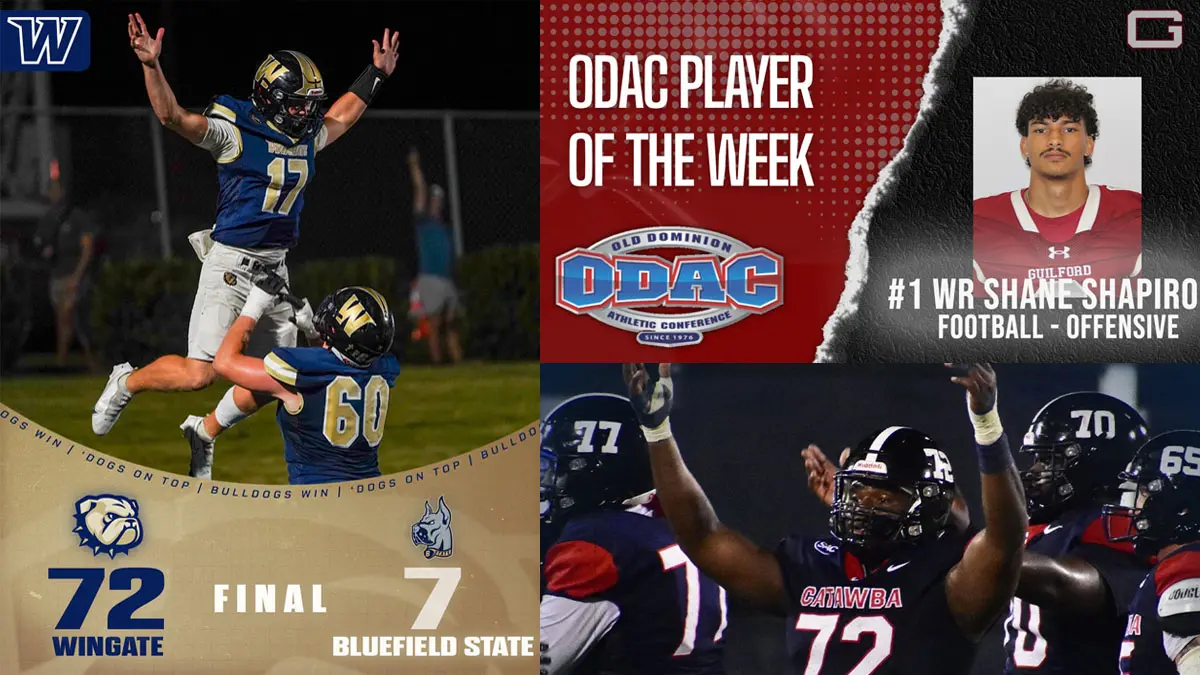 North Carolina College Football stat champions for Week 3, recognizing Wingate, Catawba and Guilford.