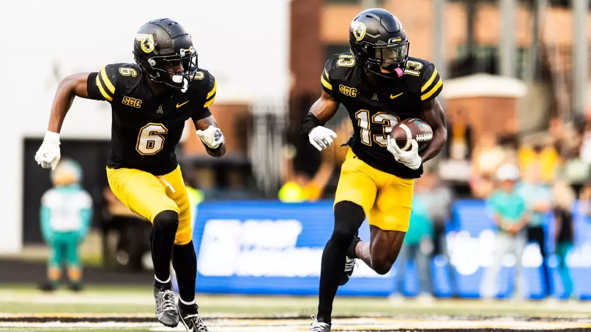Appalachian State's Elijah Mc-Cantos (13) picked off a pass for the Mountaineers in the first half.