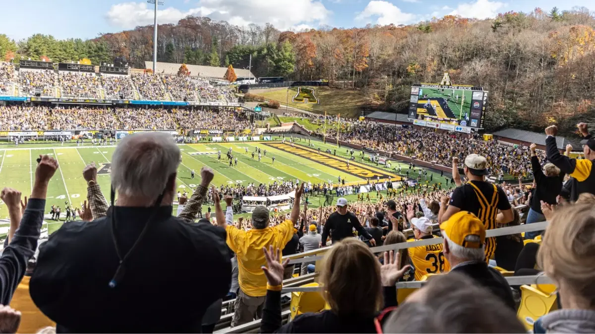 Appalachian State football | Kidd Brewer Stadium - NCFootballNews A fall game-day scene from Appalachian State's Kidd Brewer Stadium from the vantage point of the fans in the section of the stadium.