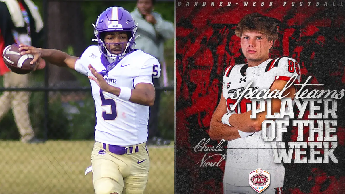 Two of North Carolina college football's stat leaders from Week 6 (Oct. 3-4) games: Western Carolina's Taron Dickens and Gardner-Webb's Charles Viorel.