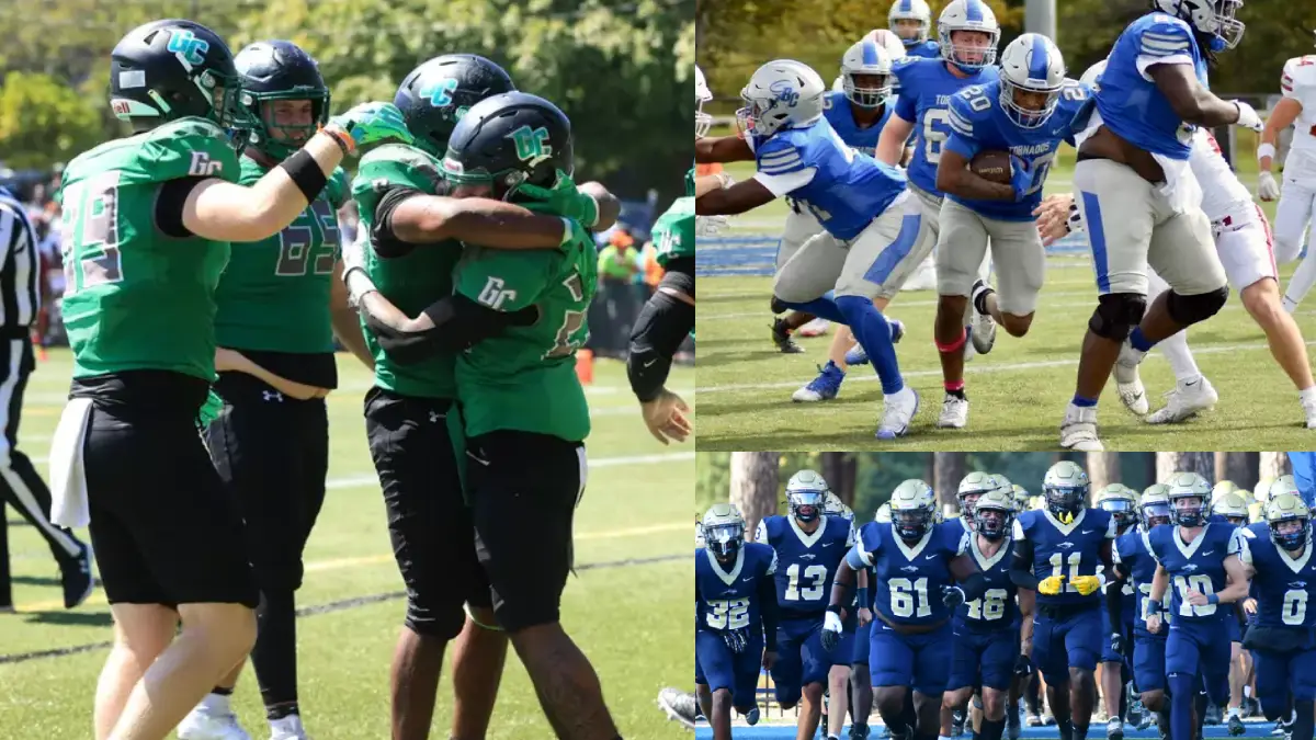 North Carolina D3 Football | Game Day | Oct. 25, 2025 - NCFootballNews Collage of images of North Carolina D3 football, including Greensboro College, Brevard and North Carolina Wesleyan.