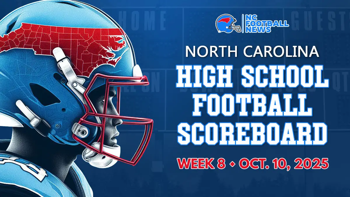 View week 8 schedules and scores (Oct. 10, 2025) on our NC Football News North Carolina High School Football Scoreboard