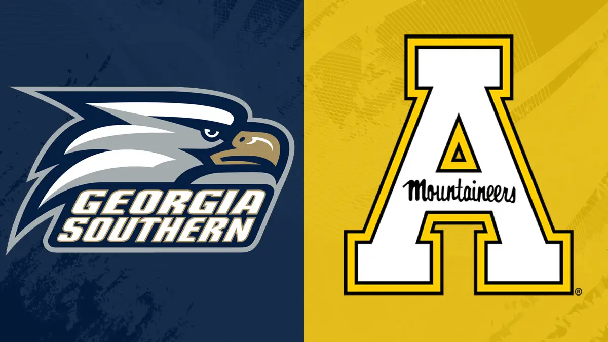 Georgia Southern vs. Appalachian State game day graphic with logos from each school side-by-side