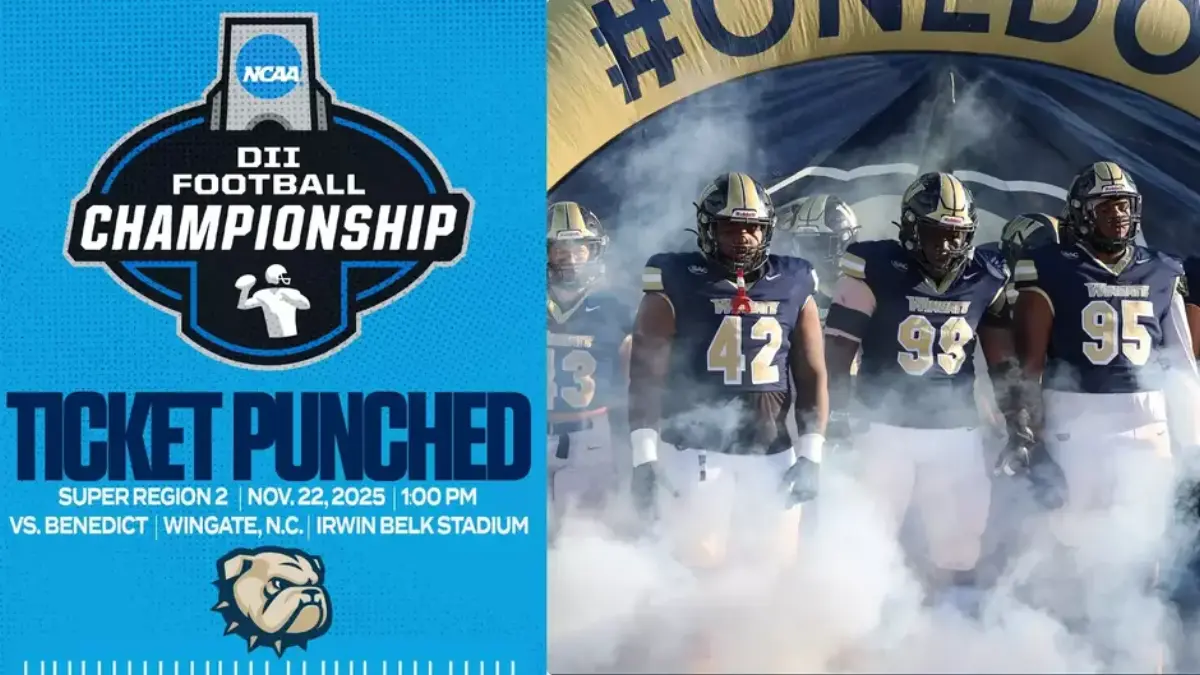 Wingate football will play Benedict in the opening round of the D2 playoffs on Nov. 22, 2025
