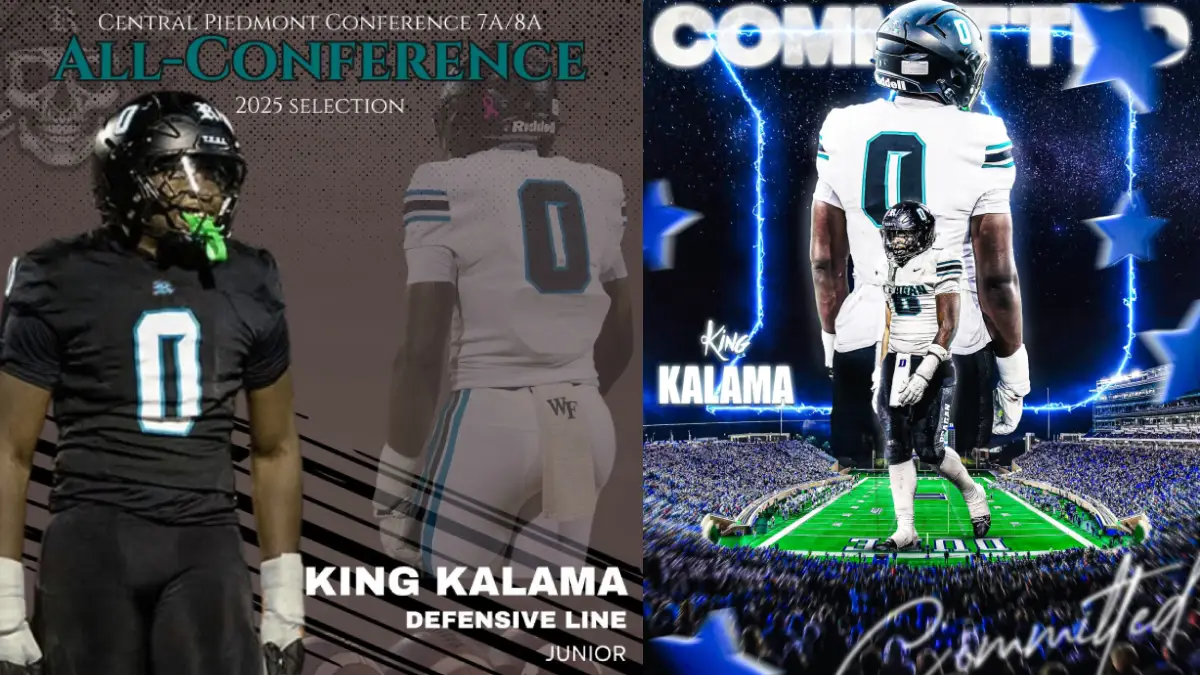 King Kalama, a defensive lineman from Pfafftown, NC, has committed to Duke for 2027.