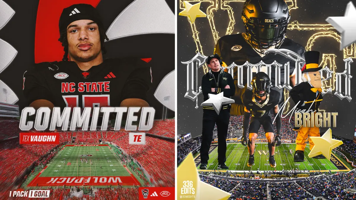 College football commitment announcements from William "Tex" Vaughn (NC State) and Micah Bright (Wake Forest)