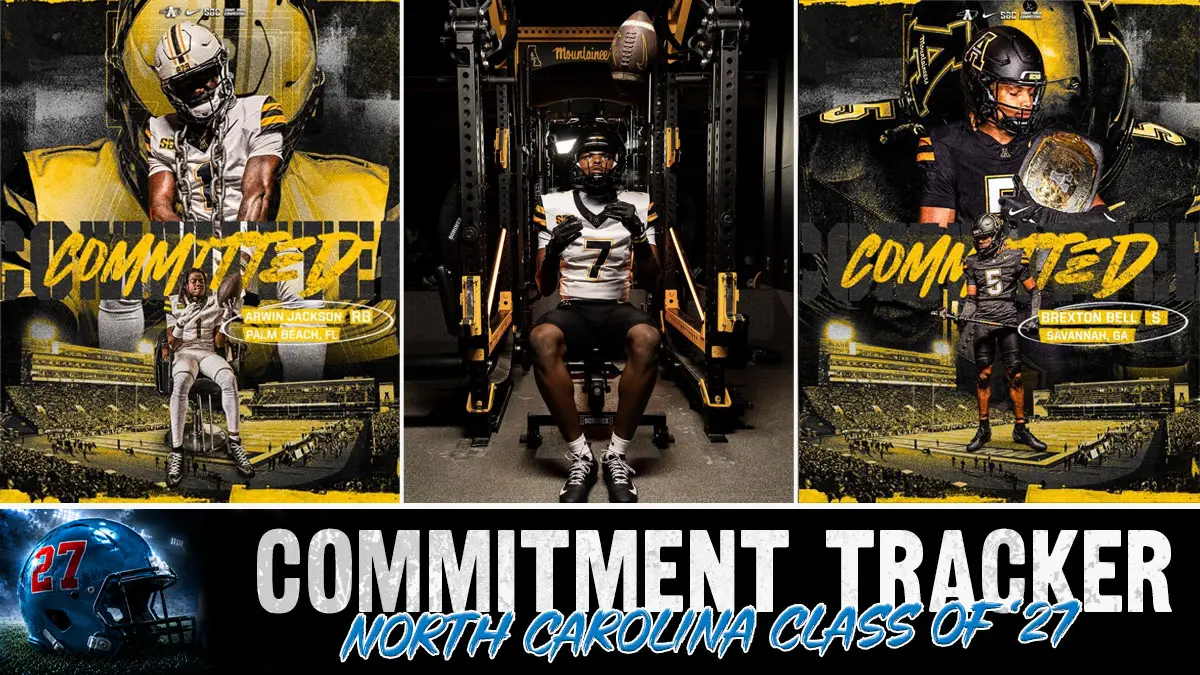 Appalachian State football adds three new Class of 2027 commitments, including Arwin Jackson, Kyson McLeod and Brexton Bell.