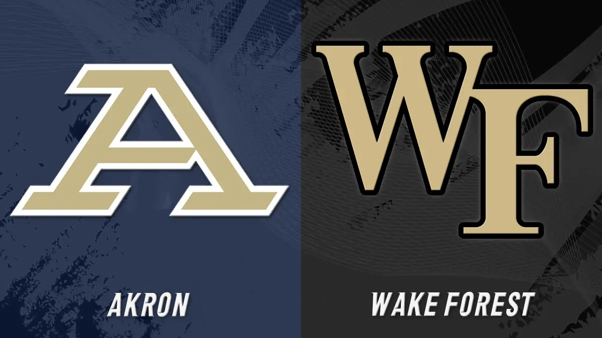 Akron at Wake Forest football game graphic, featuring the logos of each team