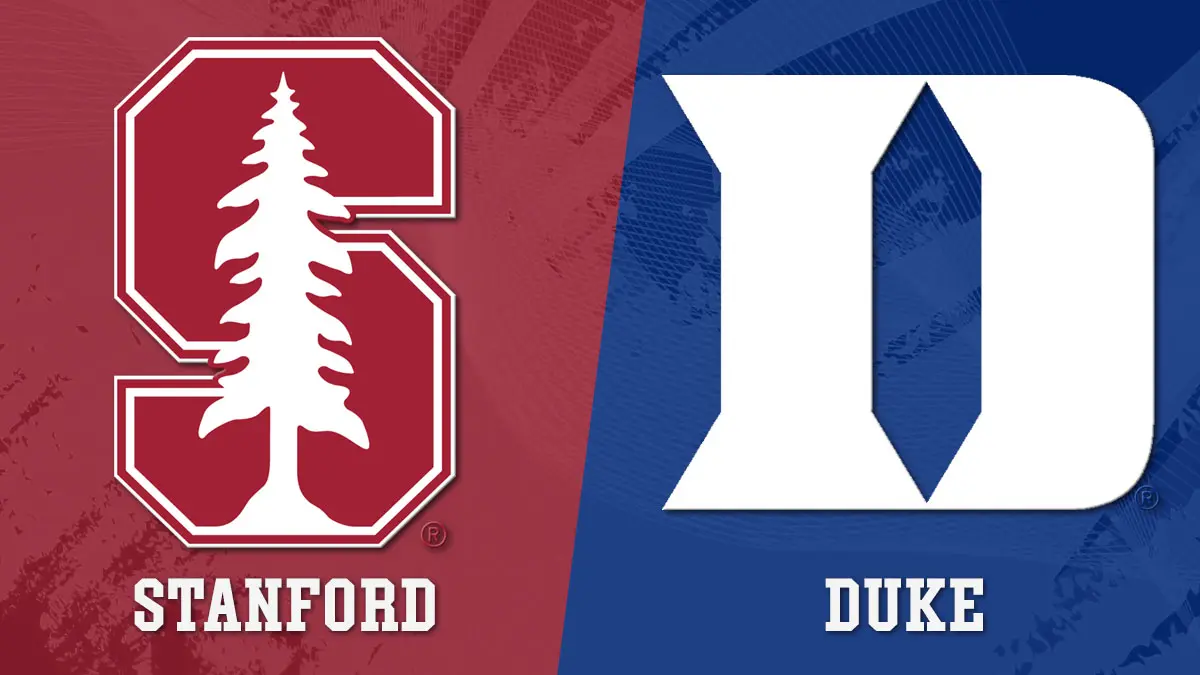 Division-style banner showing Stanford and Duke logos: Stanford left, Duke right, indicating a matchup between the teams.