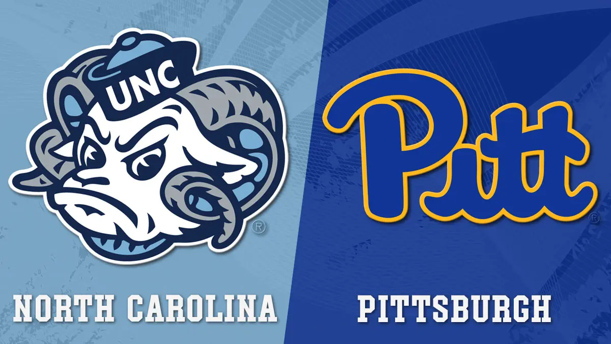 UNC at Pittsburgh college football matchup graphic 2026, featuring logos from each team.
