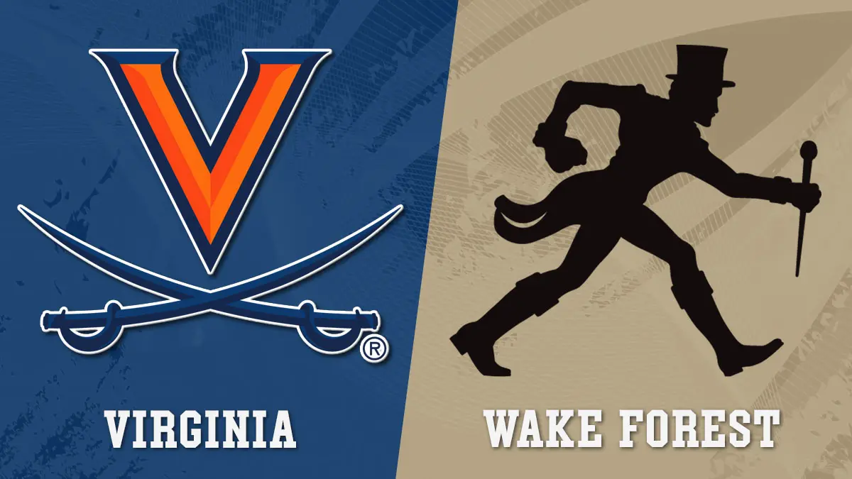 Wake Forest vs. Virginia matchup graphic for a 2026 college football game, featuring logos from each team.